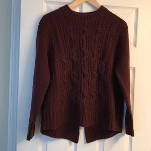 Cable Knit Crew Neck Sweater - Brown